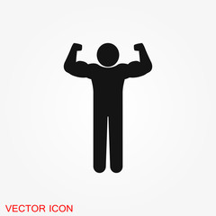 Bodybuilder icon, muscle sign. Vector illustration for web design