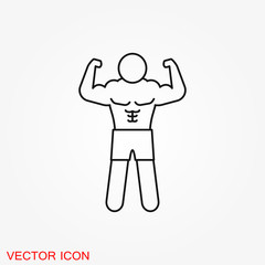 Bodybuilder icon, muscle sign. Vector illustration for web design