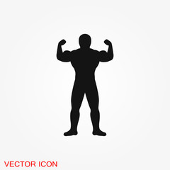 Bodybuilder icon, muscle sign. Vector illustration for web design