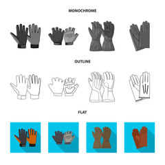 Vector design of glove and winter sign. Collection of glove and equipment stock symbol for web.