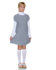 The little girl is full-length.