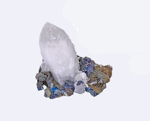 Quartz crystals,zinc blend and beautiful Chalcopyrite