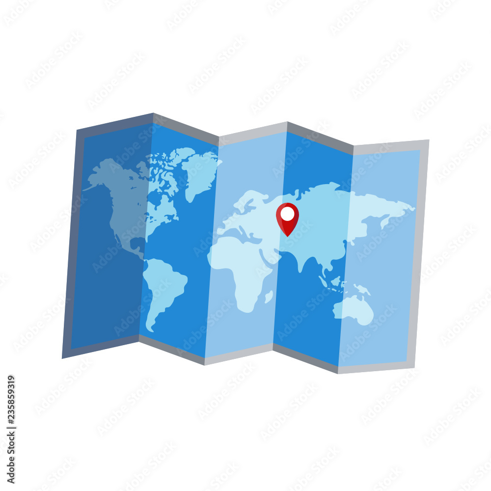 Poster maps navigation with red and blue color point markers and compass design background, vector illustration