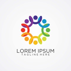 Circular people diversity logo design