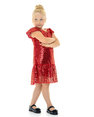 The little girl is full-length.