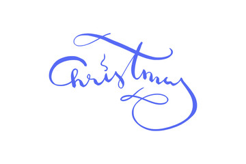 Christmas elegant blue lettering isolated on white background