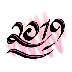 2019 Happy New year. Hand drawing. Vector illustration.