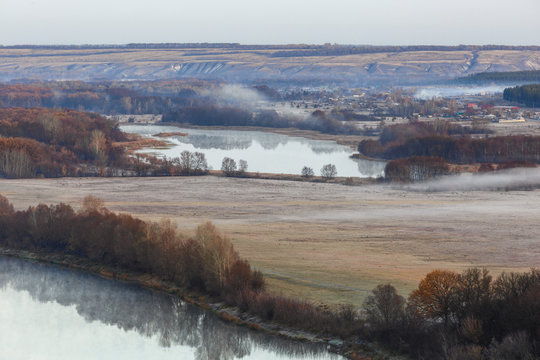 View of the valley of the river Don. Photo taken in autumn in Russia.