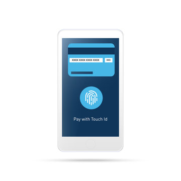 mobile payment ,payment touch id.Payment mobile icon.Isolated on white