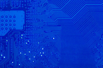Circuit board with blue background