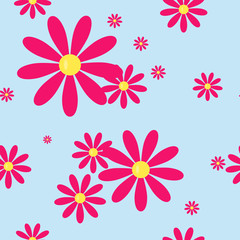 Seamless Pattern With Chamomile Flowers . Vector Illustration