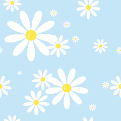 Seamless Pattern With Chamomile Flowers . Vector Illustration