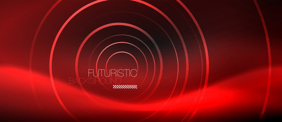 Dark abstract background with glowing neon circles