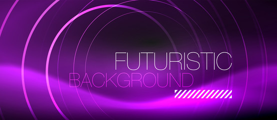Dark abstract background with glowing neon circles