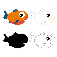 fish worksheet vector design for kid