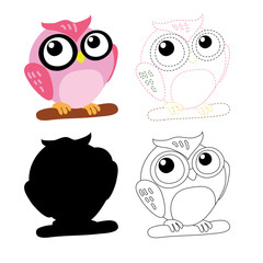 owl worksheet vector design for kid