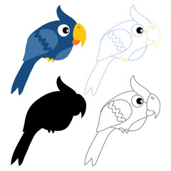 parrot worksheet vector design for kid