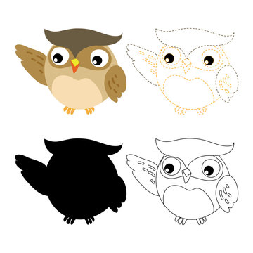 owl worksheet vector design for kid