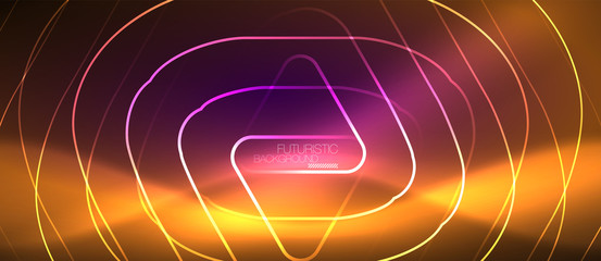 Color shiny neon lights background with abstract lines