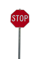 Stop sign in red colored octagon shape