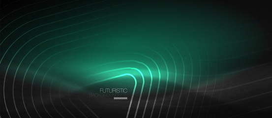 Dark black abstract background with neon colors and lines