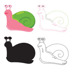 snail worksheet vector design for kid