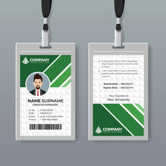 Creative ID card template with green details