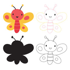 butterfly worksheet vector design for kid