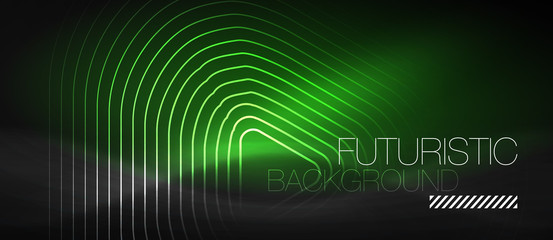 Dark black abstract background with neon colors and lines