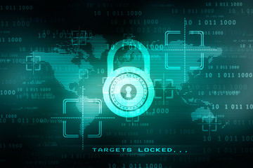 2d illustration Safety concept: Closed Padlock on digital background