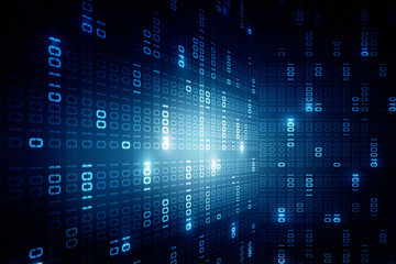 Fototapeta premium 2d illustration abstract digital binary data on computer screen 
