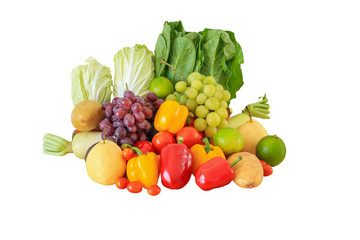 Fresh fruits and vegetables grocery product isolated on white background