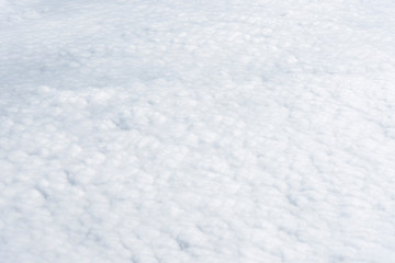 White clouds scape top view. Pure natural air weather background. Freedom and travel concept.