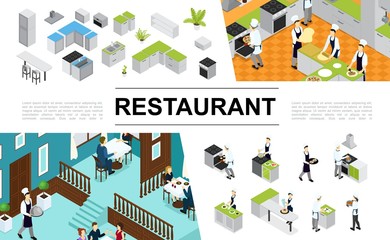 Isometric Restaurant Elements Collection