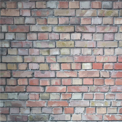 Grunge brick wall, true colors, vector illustration.