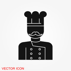 Chef vector icon in a cooking hat. Kitchen logo.
