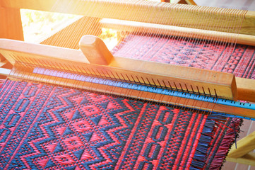 traditional weaving loom for carpets fabric - weaving mat