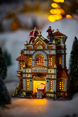 Vintage Christmas holiday house glows in the dark toy decorations