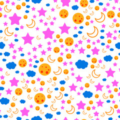 Seamless vector EPS 10 pattern. Seamless vector EPS 10 pattern. Stars moon and night sky