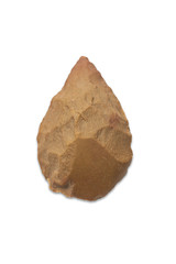 Lower Paleolithic biface. Isolated over white background