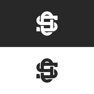 Linked ornate symbols SO or OS letters monogram logo overlapping lines style, intersection two letters S and O wedding initials modern art emblem