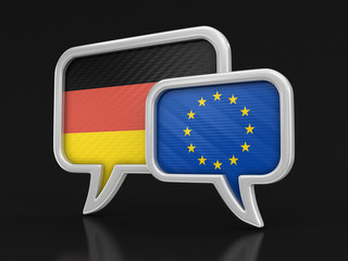 Speech bubbles with flags. Image with clipping path