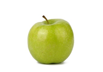 green fresh apple on white background