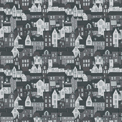 Seamless pattern with a lot of tiled houses.