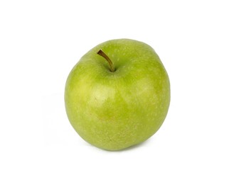 green fresh apple on white background