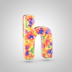 Bright acrylic pouring letter H lowercase isolated on white background