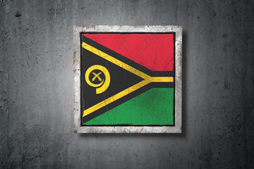 Vanuatu flag in concrete wall