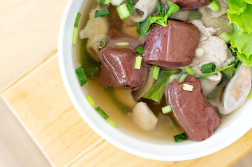 Boiled blood pork soup, asian food delicious thai food