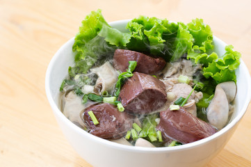 Boiled blood pork soup, Asian food