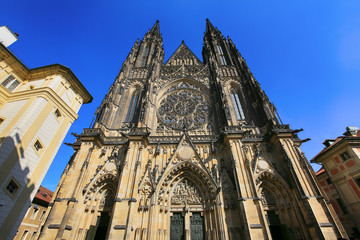 Fototapeta na wymiar Prague, Czech Republic, September 20, 2018. Gothic Catholic Cathedral of St. Vito in Prague Castle